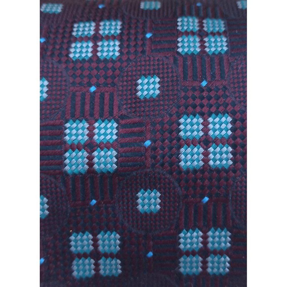 VITALIANO PANCALDI Burgundy Geometric Silk Tie ITALY 57"/ 3.2" EC - Picture 4 of 6